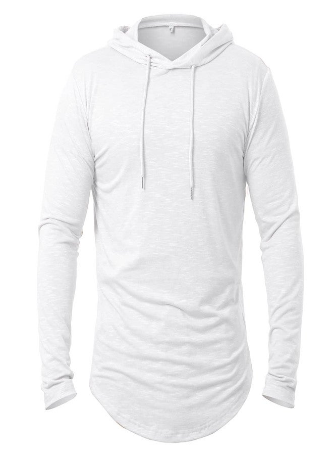 MANSDOUR Men's Athletic Hooded Shirts Long Sleeve Workout Sport Hoodie Casual Running Pullover Top Lightweight Golf Shirts Fashion Active Gym Sweatshirt White - Image 1